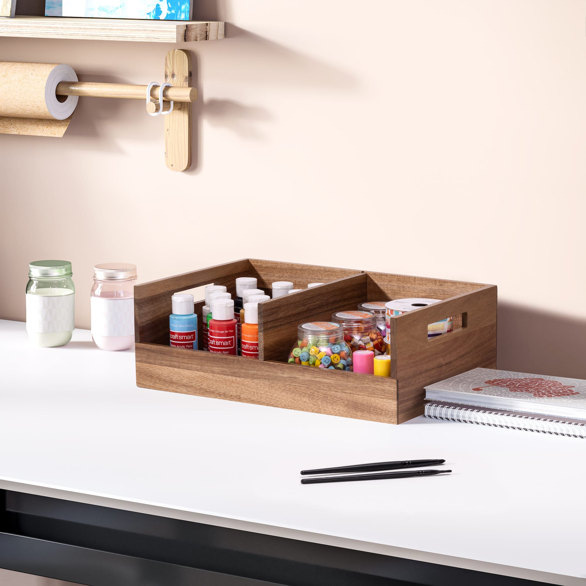 Seville Classics Large Acacia Desktop Organizer